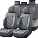 Coverado Leather Seat Covers, Car Seat Covers Full Set, Waterproof Faux Leather Seat Cover, Car Seat Protectors 5 Seats, Automotive Seat Covers Universal Fit for Most Cars SUV Trucks, Gray