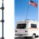 16 ft RV Telescoping Flag Pole Kit, Fiberglass Ladder Telescopic Flag Pole Adjustable Heavy Duty Portable Flagpole for Tailgate Party, Camping, Trailer, Camper, Outdoor Patriotic Display
