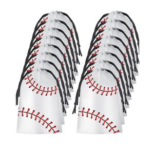 Flutesan 50 Pack 6 x 8 Inch Drawstring Baseball Party Favor Bags Plastic Baseball Snack Goodie Bags Gift Packaging Storage for Birthday Sports Theme Party Supplies