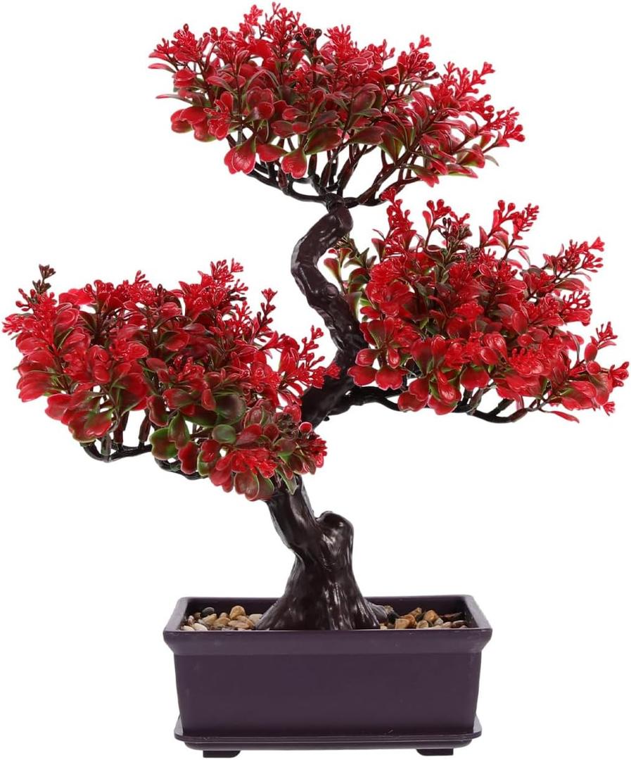 Cabilock Artificial Bonsai Tree Decor, Small Fake Plants Indoor for Home Office Desk, Faux Potted Plant Zen Japanese Trees for Men Living Room Shelf Decorations