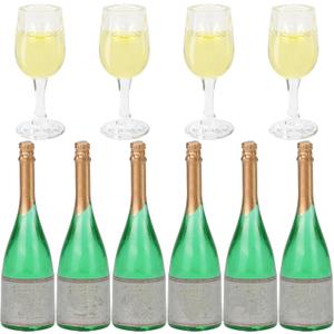 Miniature Champagne Wine Glass and Bottle for 1:12 Dollhouse Decor, Cake Topper Ornament, Mini Alcohol Liquor Beer Small Can Cocktail Simulation Accessories for Adult (20)