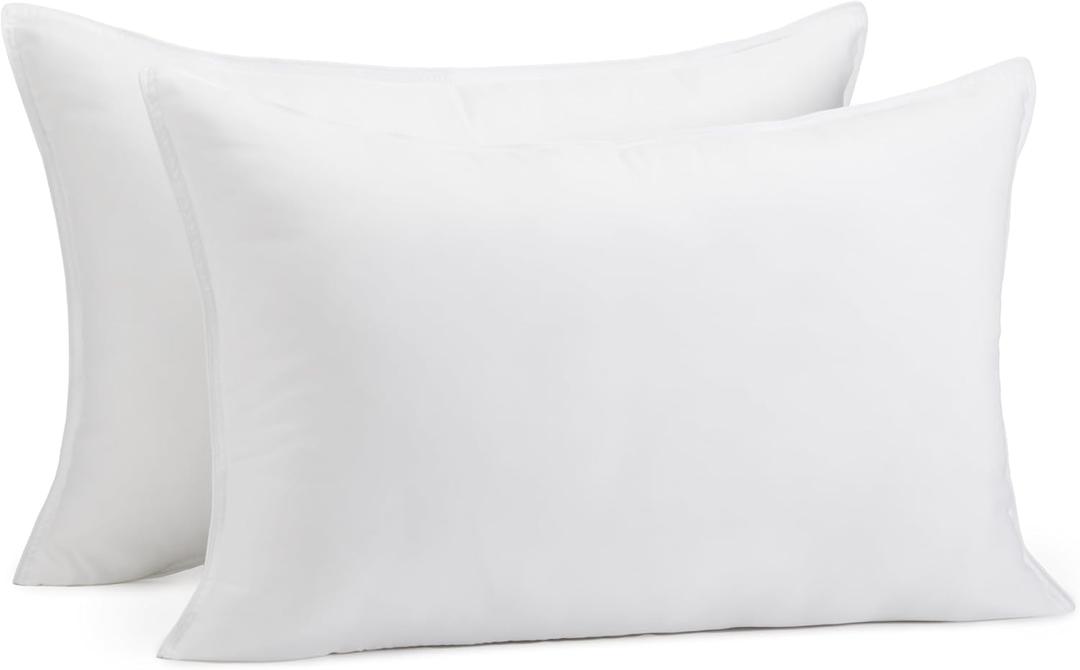 Amazon Basics Down Alternative Pillows for Stomach and Back Sleepers, Soft Density, Queen Size 30" x 20", White, 2-Pack