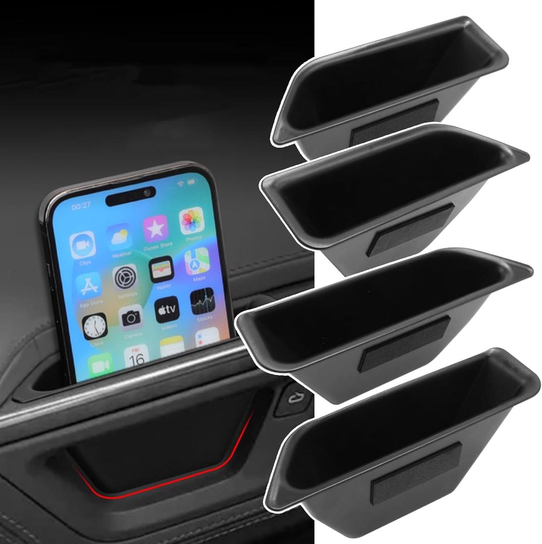Jaronx Compatible with RIVIAN Door Organizer Tray 2025 R1T R1S(Gen 2), 4PCS Door Insert Storage Box For 2025 RIVIAN R1T Accessories R1S Accessories