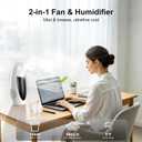 KONSIDEN Bladeless Misting Desk Fan, 13 Inch Rechargeable 3500mAh Quiet Small Personal Table Fan, 9 Speeds & 9H Timer, 60° Oscillation, 180ml Water Tank & Night Light for Bedroom Office Home Outdoor