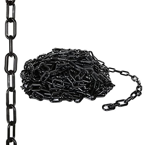 Acrux7 Plastic Chain 82 FT. 1.5 Inch Diameter Black Plastic Chain Link, Light Weight UV Protected Plastic Chain Barrier for Hanging Halloween Fake Chains Decoration, Chains Cosplay