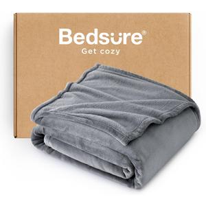 Bedsure Fleece Blanket Twin Size Grey - 300GSM Lightweight Plush Fuzzy Cozy Soft Warm Blanket for Bed, Sofa, Couch, Travel, Camping, 60x80 inches