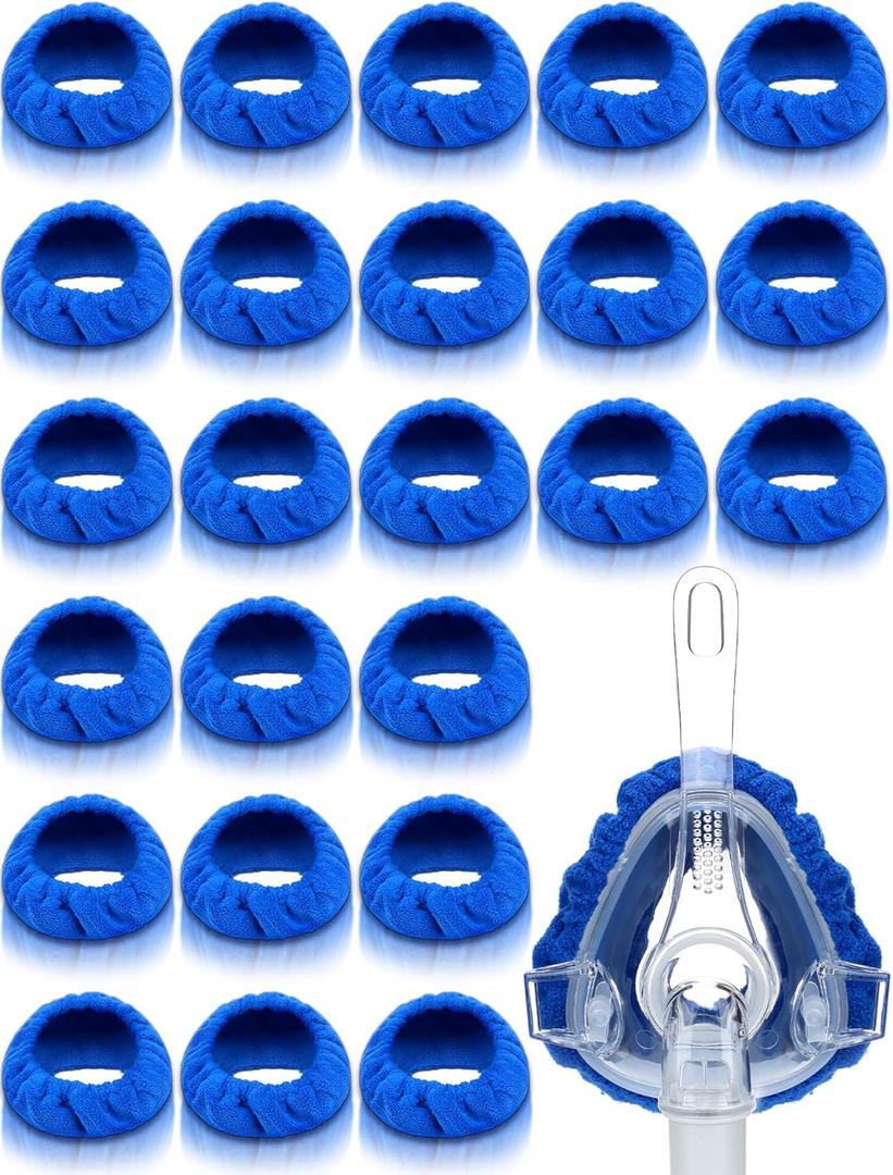 Sosation 24 Pack Mask Liners Full Face Reusable Soft Mask Covers Reduce Air Leaks and Blisters Washable Cushion Covers(Blue)