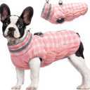 FUAMEY Dog Coat for Small Dogs,Waterproof Dog Winter Jacket with Harness Built in Puppy Cold Weather Coats Reflective Pet Vest with Zipper Warm Fleece Dogs Snowsuit Windproof Pink Plaid S