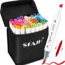 SFAIH 49 Colors Alcohol Markers for Adult Coloring BooksDual Tip (Brush & Chisel), Art Markers for Artist Drawing Illustration Sketching, Relaxing Coloring Supplies for Stress Relief, Me-Time Gift