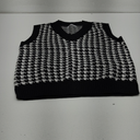 New Women's Houndstooth Knitted V-Neck Sleeveless Pullover Sweater
M