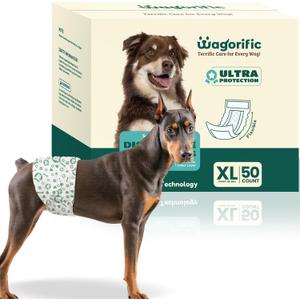 Dog Diapers for Male Dogs: Leakproof, Adjustable, Soft, and Breathable Disposable Diapers for Male Doggie  Perfect for Incontinence, Training, and Travel  50 Pack Size XL