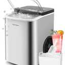 ChefRobot Ice Machine,Stainless Steels Chewable Ice Maker Ready in 6 mins,34Lbs/24H Nugget Ice Maker Countertop,One-Click Pebble Ice Maker for Home/Party/Bar/Daily-Use