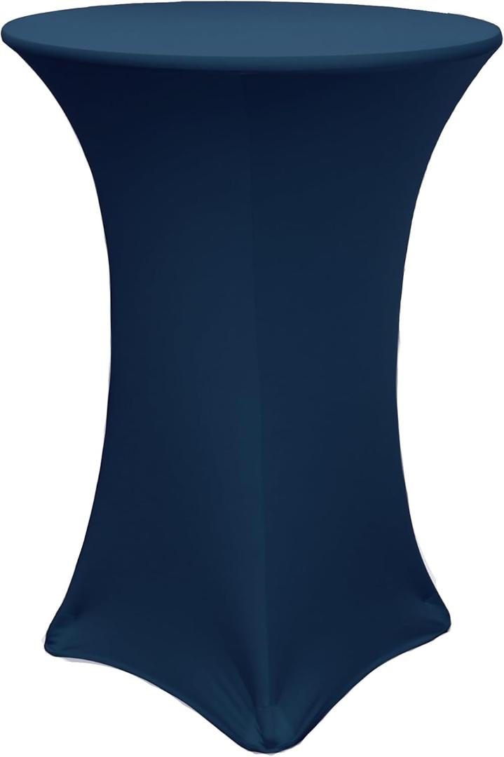YOUR CHAIR COVERS - 30" D x 42" H Highboy Cocktail Round Stretch Spandex Table Cover - Navy Blue, Fitted Elastic Tablecloth for Round Tables, Outdoor Party DJ Tradeshow Banquet Vendor Wedding