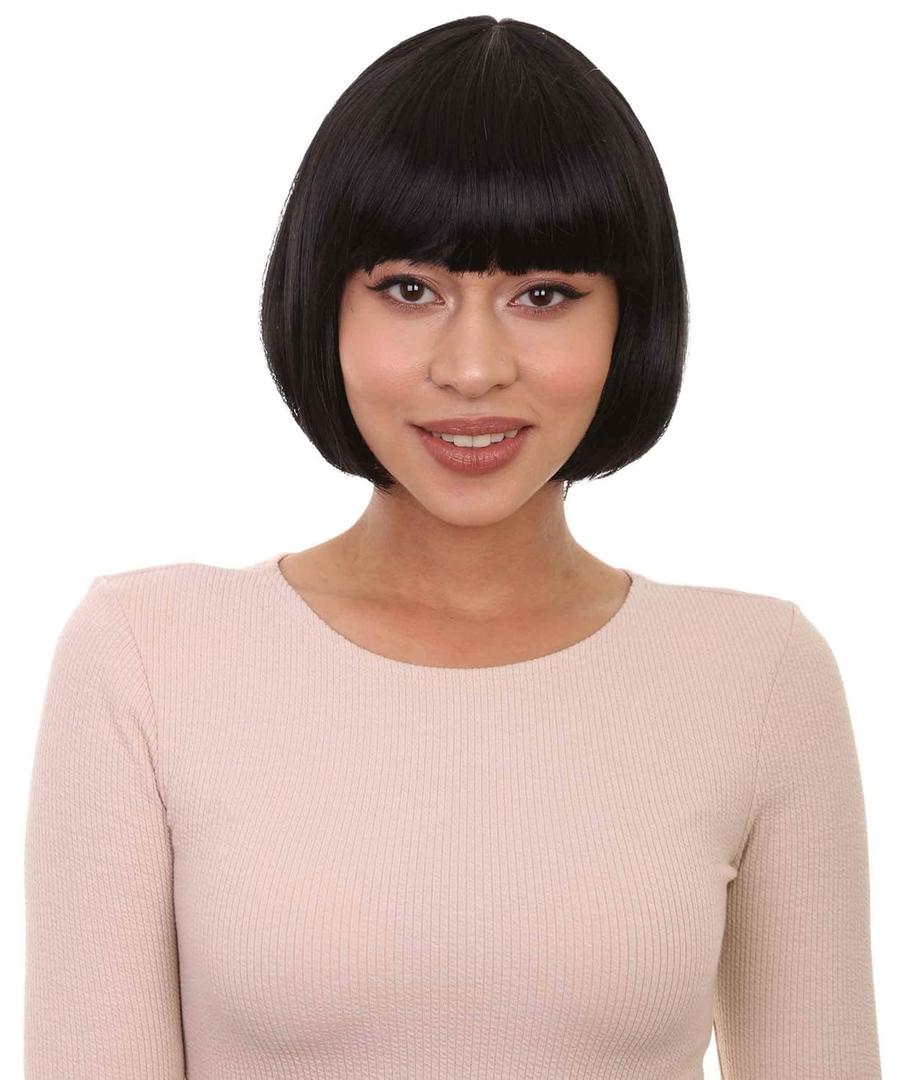Solid Bob Wigs, Multiple Color Options One Size (Black)