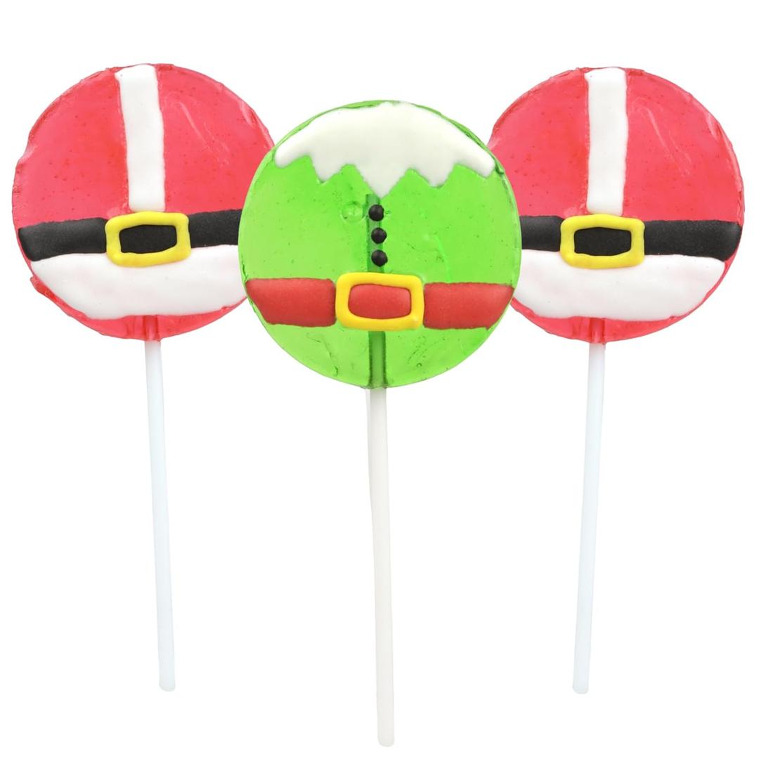 Needzo Assorted Christmas Lollipops, Fruit Punch Flavored Suckers, Individually Wrapped Holiday Treats (Pack of 3)