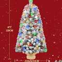 DDHS Small Flocked Christmas Tree,4ft Prelit Tabletop Christmas Tree, with 100 Lights, Ornaments Balls, Pine Cones Red Berries, Easy to Assemble Perfect for Holiday Christmas Home Decor