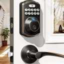 Veise Fingerprint Door Lock with 2 Lever Handles - Keyless Entry Door Lock, Electronic Keypad Deadbolt, Digital Smart Code & Front Handle Sets, Auto-Locking, Easy Installation, Oil Rubbed Bronze