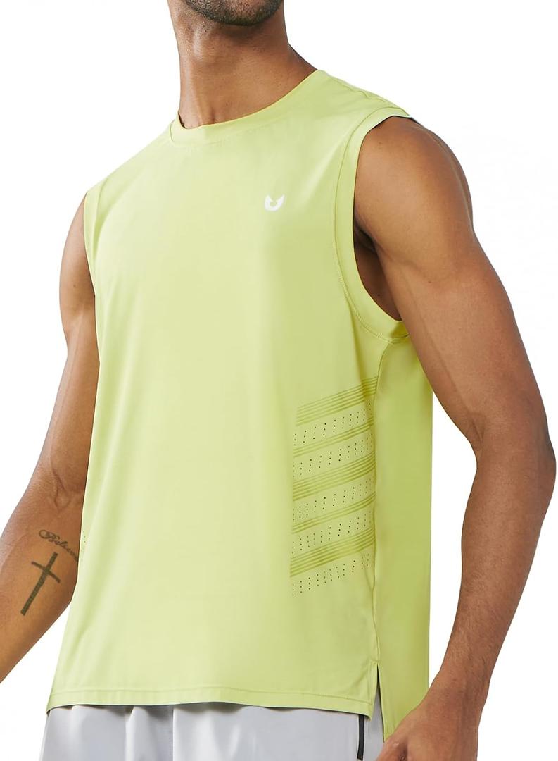 NORTHYARD Men's Athletic Workout Tank Top Running Gym Sleeveless Shirts Quick Dry Lightweight Training Sport Muscle Tank (Yellow, XXXL)