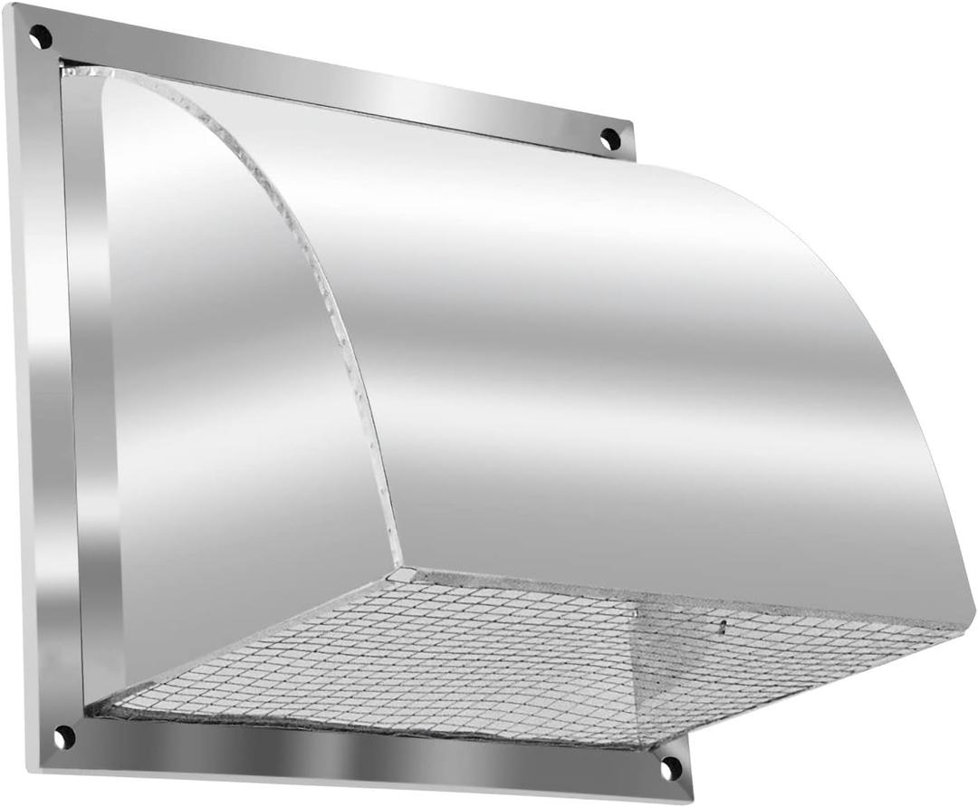 MYOYAY 8 inch 304 Stainless Steel Exhaust Hood Vent Cap Outdoor Wall Vent Cover Outlet Exhaust Vent Duct Cover with Mesh Screen
