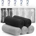Cooling Towels - 5 Pack Gym Towels, Gym Towels for Working Out, Yoga Towel, Quick Dry Towel for Running, Camping, Fitness & More Activities (Black/Black/Grey/Grey/Grey)