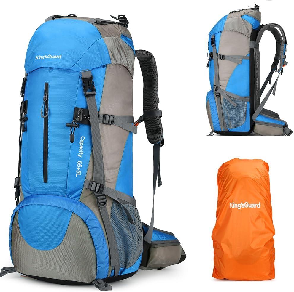 King'sGuard 70L Hiking Backpack with Rain Cover Lightweight Travel Backpack Waterproof Camping Backpack (Army Green)