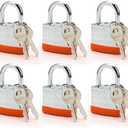 Lock Outdoor Padlocks, Laminated Orange keyed Padlock, 1-9/16 in Wide Body, Padlock Set with Keys (6Pack)