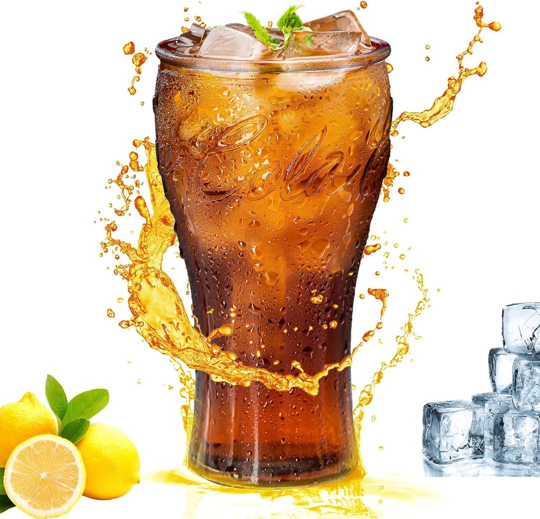 Modern Curved Drinking Glasses, Glass Cups Tumblers, Water Juice | Clear 12oz Drinking Glasses Feature an Ergonomic Curved Grip, Dishwasher Safe Build, and Lead-Free Glass for Daily Use. (EXP 12/31/27)
