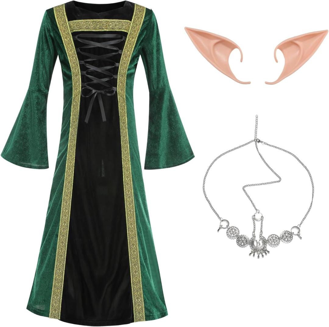 TOONRAIN Princess Costume Medieval Renaissance Dress Girls for Halloween Cosplay