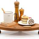 Corner Counter Wood Shelf, Rustic Pedestal Stand, Farmhouse Corner Shelves Stand, Tray Riser for Coffee Bar, Bathroom Countertop Organizer Corner, Centerpiece Display Riser for Kitchen (Wooden)