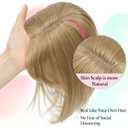 Ms Taj 12 Inch Hair Topper with Bangs, 360 Cover Synthetic Clip in Bangs, 4"x5" Bangs Natural Straight Fiber Hair Toppers for Women, Breathable & Comfortable for Daily Wear(Champagne Blonde)