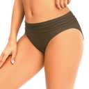 Zmart Women Full Coverage Ruched Bikini Bottoms Tummy Control Swim Bottoms Scrunch Ruffle Bathing Suit Bottom (Brown, M)
