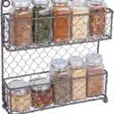 DII Farmhouse Vintage Decorative Metal Pantry Spice Rack Organizer, 9.45Lx2.3Wx10H, 2 Tier Spice Rack - Rustic