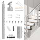 Fulifix 38" Silver Stainless Steel Level Railing Post, Adjustable Top for Most Modern Balcony/Stairway Railing Systems & DIY Cable Railing, Easy Install with All Hardware Included
