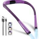 Glocusent Book Light, 3-Color & 6-Brightness Reading Light, Bendable Neck Light, 80-hr Lasting Rechargeable Book Light, Perfect Reading Lights for Books in Bed, Knitting, Repairing, Book Lovers Gifts, Purple