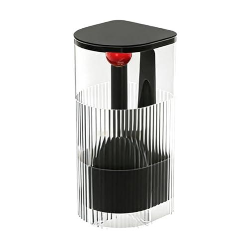 Dpofirs Makeup Brush Holder with Lid, Make Up Organizers Automatic Lifting for Dressing Table Decor, Cosmetic Brush Storage Box for Vanity Bathroom (Black with Red Ball)