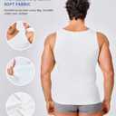 Mens Compression Shirt Workout Tank Tops Slimming Body Shaper Vest Abs Abdomen Undershirts (White, XX-Large)