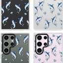 ChiCsFleur for Samsung Galaxy S23 Ultra Case, TPU Phone case with Camera Protection for Women Girls Teens - Blue Whale Shark Artsy Cartoon Pattern Shell Bubble Ocean Gift Kawaii Aesthetic Unique