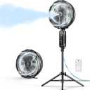 Misting Fan Portable, 20000mAh 12-Inch Outdoor Misting Fan for Patios Outside, 2 In 1 Pedestal & Tabletop Oscillating Fans with Misting Kit, Rechargeable Cooling Fans with Remote/Mist/7 Gear/Timer (Black)
