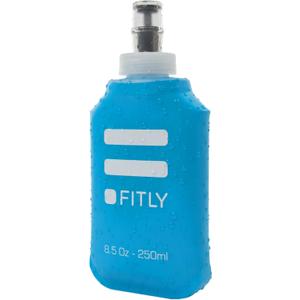 FITLY Soft Flask - Shrink As You Drink Soft Water Bottle for Hydration Pack - Folding Water Bottle Ideal for Running, Hiking, Cycling, Climbing & Rigorous Activity (8.5 Ounces, Blue)