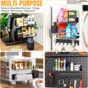 DTUQYX Magnetic Spice Rack for Refrigerator, 8 Pack Clear Plastic Front Metal Magnetic Shelves with Magnet Hooks Rack, Utensil Caddy & Adjustable Paper Towel Holder, No Drill Kitchen Storage Organizer