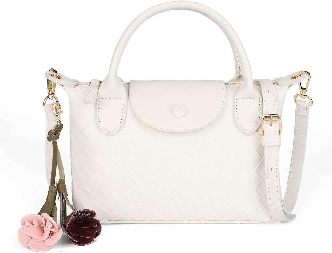 Small Cute Crossbody Purse with Top-Handle Plaid Shoulder Bag and Pocketbooks for Women Girl Vegan Leather Handbag | Soft Vegan Leather
