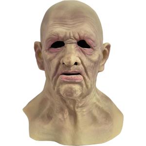 Realistic Latex Old Man Full Head Cover Mask Grandpa Wrinkle with Neck for Halloween Cosplay Horror Party Theater Performance