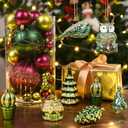 Dolicer 80 Pcs Christmas Tree Ornaments Vintage Christmas Ball Ornaments Set Green Red Glitter Christmas Decorations Shatterproof Large Hanging Ornament for Xmas Tree Holiday Party