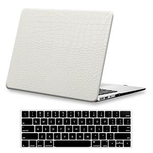 KEROM Compatible with Crocodile MacBook Pro 13 Inch Case 2026 2022-2016 M2 M1 A2338 A2289 A2251 A2159 A1989 A1706 A1708, Textured Aligator Skin Snakeskin PU Leather Hardshell & Keyboard Cover, White