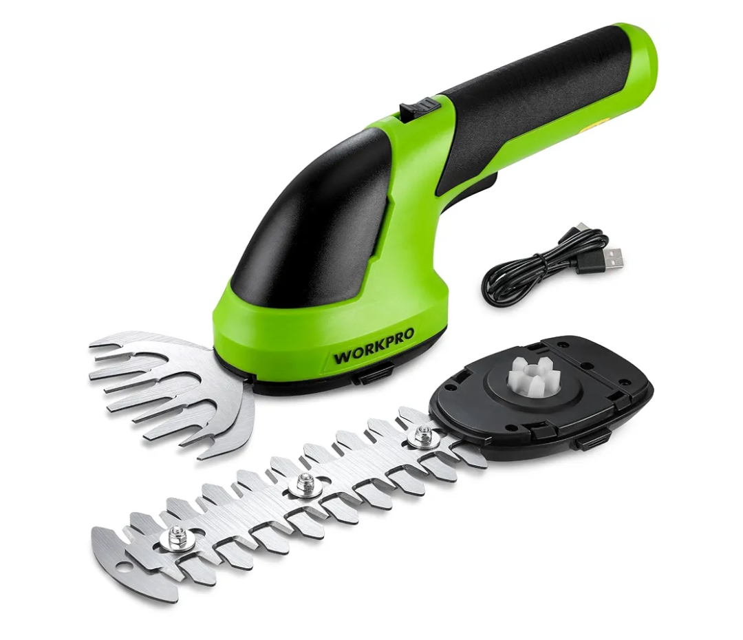 WORKPRO Cordless Grass Shear & Shrubbery Trimmer - 2 in 1 Handheld 7.2V Electric Grass Trimmer Hedge Shears/Grass Cutter Rechargeable Lithium-Ion Battery and Type-C Cable Included