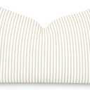 Hofdeco Premium Fall Coastal Patio Indoor Outdoor Lumbar Pillow Cover Only, 12"x20" Water Repellent for Backyard, Couch, Neutral Tan Stripe