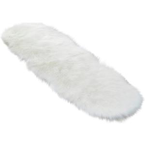 Ultra Soft Faux Fur Rug - 2x5 Feet 17 Colors Faux Sheepskin Fur Area Rug Shaggy Couch Cover Seat Cushion Furry Carpet Beside Rugs for Indoor Bedroom, Living Room Runner, Dorm Room (White)