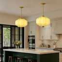 Vintage Glass Pendant Light 15 inch Semi Flush Mount Light Fixture, 15in-Pendant Light-1pack