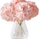 10Pcs Artificial Hydrangea Flowers Blush Heads Fake Hydrangea Silk Flowers for Wedding Centerpieces Bouquets DIY Floral Decor Home Decoration with Stems(VASE NOT Included) (7 inches wide x 9.8 inches long)