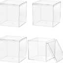 Clear Acrylic Plastic Square Cube 4 Pack 4.7x4.7x4.7Inch/120X120X120mm Acrylic Box with Lid, Storage Boxes Organizer Containers for Candy Pill and Tiny Jewelry